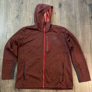 The North Face Canyonlands Hoodie Jacket Full Zip Heathered Red Mens Size 2XL